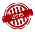 Leipzig - Red grunge button, stamp
