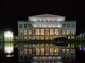 Opera House Leipzig at night with reflection in water Royalty Free Stock Photo