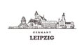 Leipzig sketch skyline. Germany, Leipzig hand drawn vector illustration