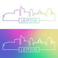 Leipzig skyline. Colorful linear style.