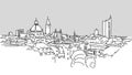 Leipzig Skyline Vector Outline Sketch