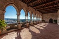 Leiria, Portugal. Loggia of the Gothic Palatial Residence aka Pacos Novos of the Leiria Caste