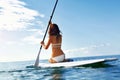 Leisure Activity. Woman Stand Up Paddling, Surfing. Recreational Royalty Free Stock Photo