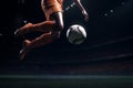 kick ball game goal sport competition football soccer foot stadium. Generative AI.