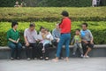 Leisure Chinese family In the Shenzhen Grand Theater Plaza