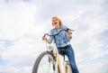 Leisure cycling is about seeing exploring and visiting new places on bicycle. Girl enjoy short cycle tour with stop offs