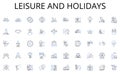 Leisure and holidays line icons collection. Library, Research, Papers, Scholarly, Journals, Databases, Resources vector