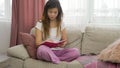 Leisure pastime teenage girl relax home writing