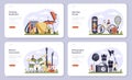 Leisure product production web banner or landing page set. Art