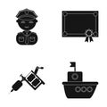 Leisure, profession, tourism and other web icon in black style., sea, steamer, boat icons in set collection.