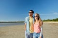 Happy couple hugging on summer beach Royalty Free Stock Photo