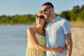 Happy couple hugging on summer beach Royalty Free Stock Photo