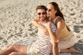 happy couple hugging on summer beach Royalty Free Stock Photo