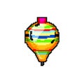 leisure spinning top toy game pixel art vector illustration