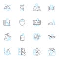 Leisure time linear icons set. Relaxation, Entertainment, Hobbies, Recreation, Amusement, Escape, Fun line vector and