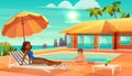 Vacation leisure on tropical resort cartoon vector