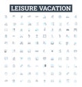 Leisure vacation vector line icons set. Vacation, Leisure, Break, Retreat, Getaway, Holiday, Recreation illustration Royalty Free Stock Photo