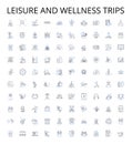 Leisure and wellness trips outline icons collection. Leisure, Wellness, Trips, Relaxation, Vacation, Health