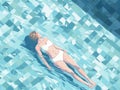 woman pool holiday young person swim water illustration vacation summer girl. Generative AI.