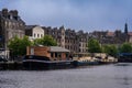 Leith waterfront buildings and boats docked Royalty Free Stock Photo