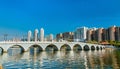 Lek Yuen Bridge, a pedestrian footbridge in Sha Tin, Hong Kong Royalty Free Stock Photo