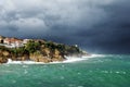 Lekeitio coastline with storm and rough sea