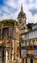 Vertical view of downtown Lekeitio with the Church of Santa Maria Royalty Free Stock Photo