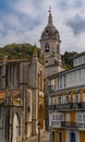 Vertical view of downtown Lekeitio with the Church of Santa Maria Royalty Free Stock Photo