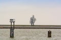 Lelystad, Netherlands - January 09, 2020. Antony Gormley Exposure Statue - huge statue sitting on the coast of Markermeer