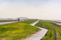 Lelystad, Netherlands - January 09, 2020. Road between Markermeer and IJsselmeer in winter