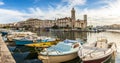 Boats on the Royal Canal, in front of the Consular Palace at SÃÂ¨te in Herault, Occitanie, France