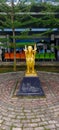 the Lembuswana statue which is the icon of APT Pranoto Samarinda airport which is photographed at noon