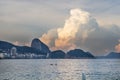 Leme And Copacabana Beach in rio de janeiro overlooking the sugar loaf on the sunset Royalty Free Stock Photo