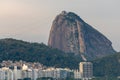 Leme And Copacabana Beach in rio de janeiro overlooking the sugar loaf on the sunset Royalty Free Stock Photo