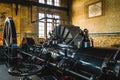 Lemmer, Netherlands - August 11, 2022: Machine hall with turbines in the world's largest steam pumping station in Lemmer,