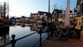 Lemmer in the Netherlands located on the IJsselmeer. Traditional Dutch village. Seen from the water.