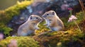 Lemmings radiating a sense of joy and innocence in their natural habitat. Generative AI Royalty Free Stock Photo