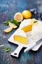 Lemon almond gluten free cake with cream cheese frosting Royalty Free Stock Photo