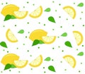 Lemon background with leaves and dots