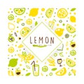 Lemon Banner Template Original Design, Freshly Lemonade and Refreshing Summer Drinks Poster, Card, Packaging Design Royalty Free Stock Photo