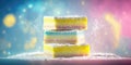 Lemon Bars On Background White Pink Blue Magical Fantasy Bokeh. Generative AI