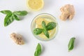 Lemon, basil and ginger water infused Royalty Free Stock Photo