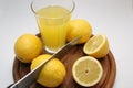 Lemon with batten and cutter Royalty Free Stock Photo