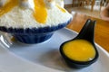 Lemon Bingsu fruit dessert for quenching thirst