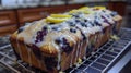 Lemon Blueberry Bread, Lemon Glaze - 2, AI generated Royalty Free Stock Photo