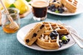 Lemon blueberry waffles with berries Royalty Free Stock Photo