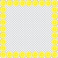 Lemon border isolated on transparent background. Juicy template. Vitamin art. Vector illustration