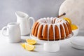 Lemon bundt cake with sugar powder vanilla icing