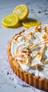 Lemon cake on Italian marble decorated with lemon wedges