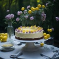 lemon cake shot at a sunny garden